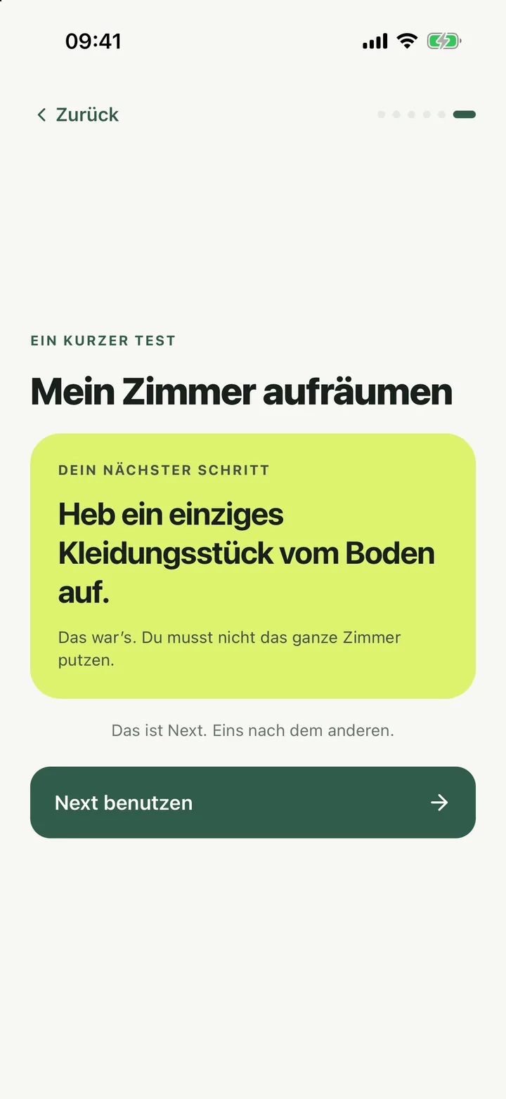 Erklärung des nächsten Schritts